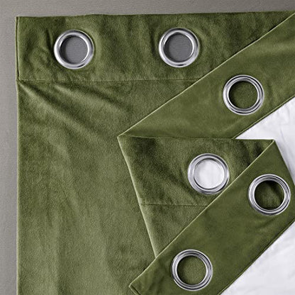 HPD Half Price Drapes Signature Grommet Blackout Velvet Curtains 96 Inches Long Heat & Full Light Blocking Blackout Curtains for Bedroom & Living Room (1 Panel), 50W x 96L, Basque Green - color: Basque Green, size: 50"W x 96"L (Pack of 1)