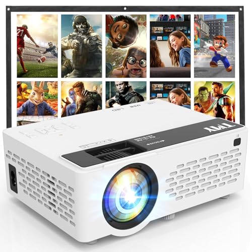 TMY 1080P Mini Portable Projector, 2-way Bluetooth, with 80in Screen | 1080P home theater, indoor/outdoor movies, Compatible with TV Stick/Roku/Phone/PC/PS/DVD/HDMI/USB - style: with Projector Screen