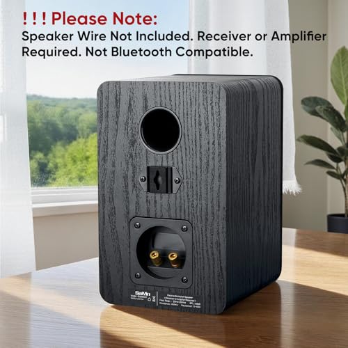 Saiyin 5" Woofer Passive Speaker, 40W x 2, 20mm Silk Dome Tweeter, 4 Ohm | Stereo Speakers with Enhanced Vocal Clarity, Passive Bookshelf Speakers for Home Audio, Receiver or Amplifier Required