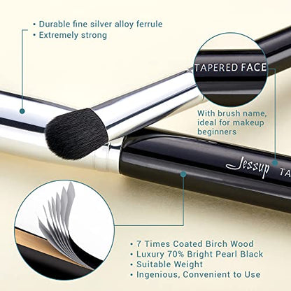 Jessup Makeup Brush Set for Contour Eyeshadow Eyeliner Lip, 15pcs T092 | Labeled Makeup Brushes, Premium Synthetic Fibers, Easy Blending, No Shedding, For Daily Beauty, Dates, Parties & Gifting