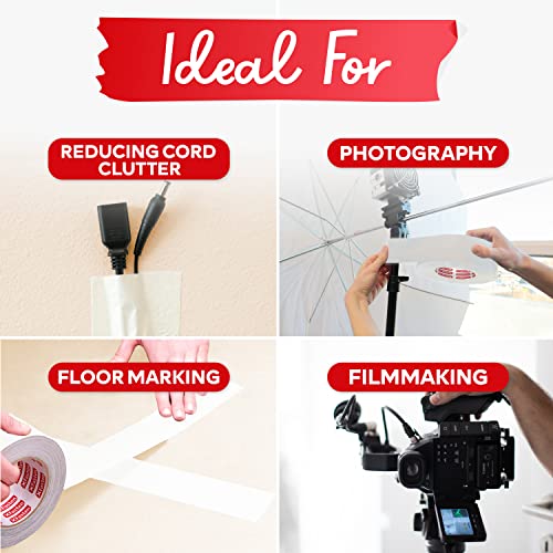 XFasten White Gaffers Tape 3 Inch x 30 Yards, Multipurpose, No Residue Gaffing Tape, White Gaff Tape Non-Reflective Matte Finish for Photography, Floor Marking, Walls, Indoor, Outdoor Locations - size: 3 Inches x 30 Yards (90 Feet)