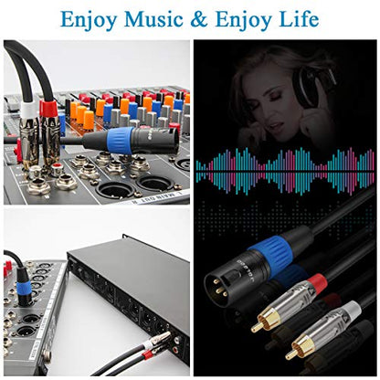 JOLGOO Unbalanced Dual RCA to XLR Male Y Splitter Patch Microphone Cable, 1 XLR Male to 2 RCA Male Y Adapter Cord Cable, 10 Feet - size: 10 Feet, style: Dual RCA Male to XLR Male
