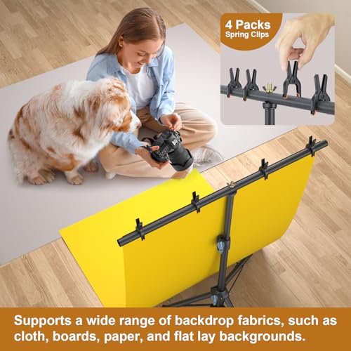 LINCO Lincostore Small Backdrop Stand 2.2x2.6ft T-Shape Portable Table Top Backdrop Stand with Carrying Bag, 4 Spring Clamps for Photography Mini Backdrop
