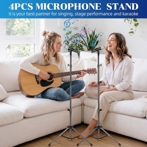 Relaxweex 4 Pcs Tripod Microphone Stand Boom Arm Floor Mic Stand with Carrying Bag and Mic Clips for Singing Stage Wedding Karaoke Church (Vertical Style) - style: Vertical Style