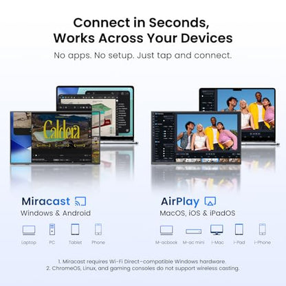 UPERFECT 15.6" 1080P Wireless Portable Monitor with Battery 8000mAh | Travel Monitor w/ Wireless Keyboard/Sleeve/Stand/VESA, External Second Screen for Laptop, PC, Phone, Support AirPlay Miracast - size: 15.6