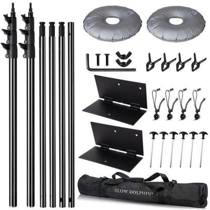 SLOW DOLPHIN Pipe and Drape Photography Backdrop Stand Kit Adjustable Photo Background Stand 10ft x 10ft with Metal Base for Parties Weddings Birthday Party Events Photo Booth(Black)