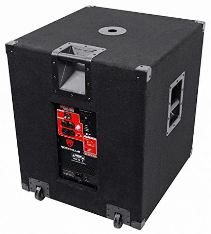 Rockville RPG15 15" 1000W Powered DJ PA Speaker Pair with RBG18S Subwoofer | 1000W Peak / 250W RMS Each, 35Hz-20kHz, Class A/B, RBG18S 18" 2000W Powered Subwoofer, DSP, Limiter, 3-Items