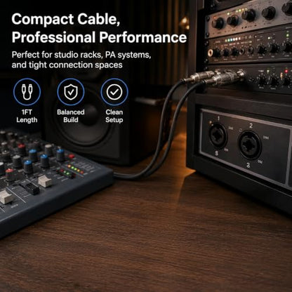Speakon to 1/4 Speaker Cable 2-Pack 3.3ft, 12AWG OFC Heavy Duty 20A NL4FX Twist Lock, for QSC Crown Yamaha JBL PA System, DJ Stage Monitor Subwoofer Live Sound