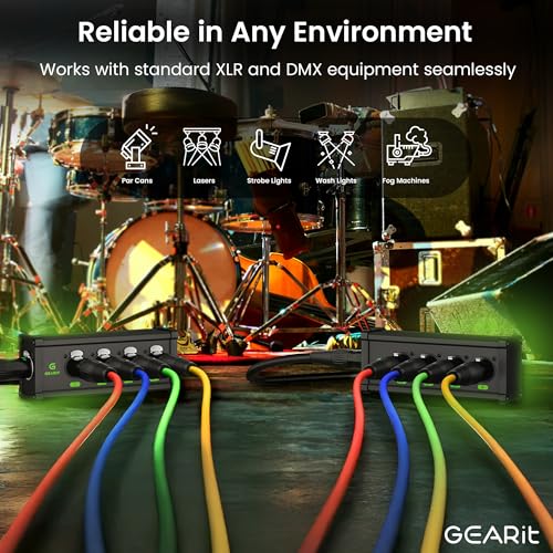 GEARit XLR Over Ethernet Adapter, 4 Channel XLR Over Cat5/Cat6 Snake Extender Box, Ethercon-Compatible RJ45 to XLR Adapter for 3-Pin DMX and Analog Audio, Supports 48V Phantom Power(1 Pair) - size: Without Breakout Cable