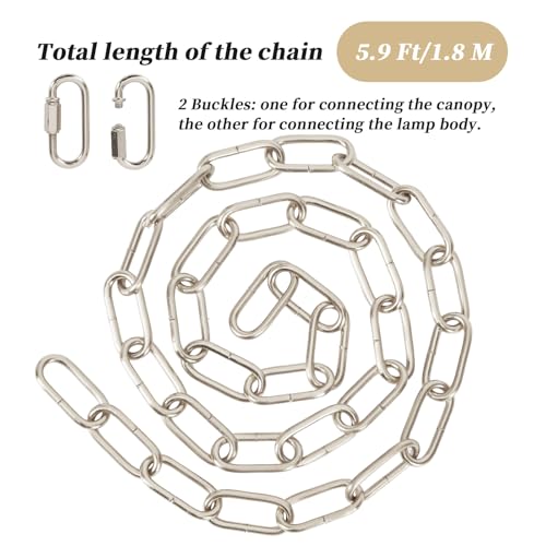 Heavy Duty Light Fixture Canopy Kit 5.3 Inches Diameter & 5.9 Feet Chain Ceiling Mounting Hardware for Pendant Light, Chandelier or Swag Light Fixtures, Brushed Nickel - color: Brushed Nickel