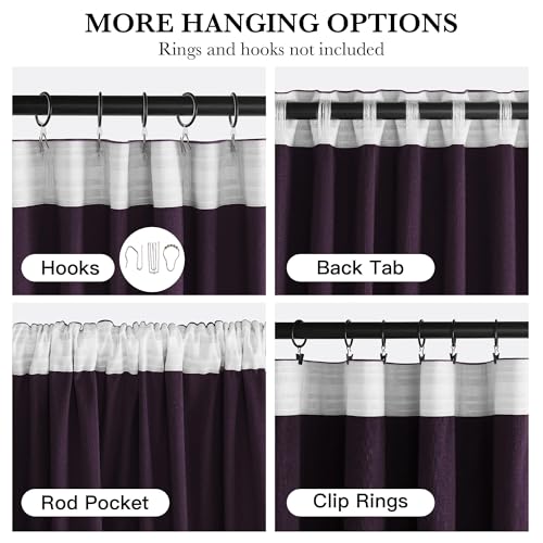 NICETOWN Dark Purple Heavy Velvet Pleat Curtains 84 inch Long 2 Panels - color: Dark Purple, size: 52"W x 84"L (Pack of 2)