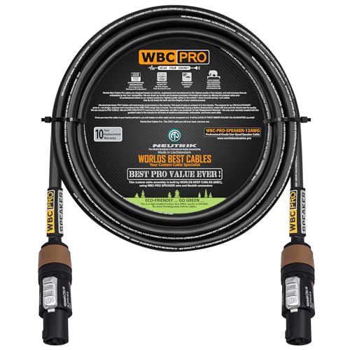 10 Foot - WBC-PRO-SPEAKER-12 AWG (2 Core Config.) – High-Purity OFC (99.99%) – Pro-Grade – High-Definition Loudspeaker/DJ/PA Speaker Cable with Neutrik NL2FXX-W-S 2-Pole Silver SpeakON Connectors - size: 10 FT