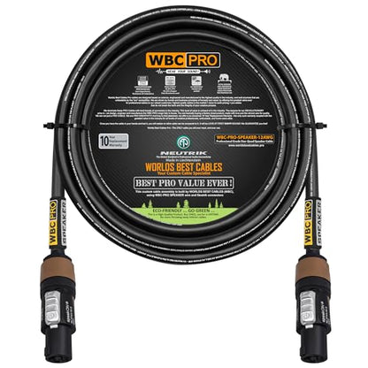 10 Foot - WBC-PRO-SPEAKER-12 AWG (2 Core Config.) – High-Purity OFC (99.99%) – Pro-Grade – High-Definition Loudspeaker/DJ/PA Speaker Cable with Neutrik NL2FXX-W-S 2-Pole Silver SpeakON Connectors - size: 10 FT