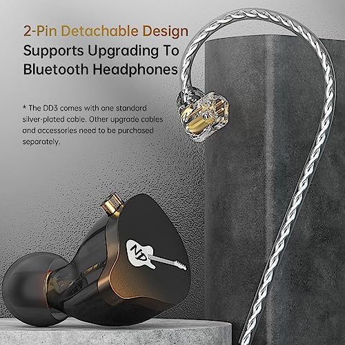 CCA ND DD3 4 Tone Adjustable in Ear Monitor Headphones, Dual Cavity Dual Magnetic Dynamic IEM Earphones, Clear Sound & Deep Bass Earphones Wired, Gaming Earbuds with 2pin Detachable Cable - color: Blue, style: With Mic