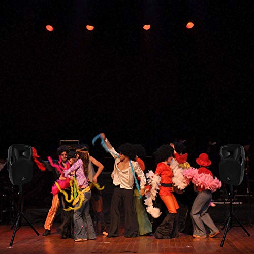 RECK Party 12 12-Inch 1000 Watts 2-Way Powered PA Speaker System Combo Set with Bluetooth/USB/SD Card Reader/FM Radio/Remote Control/Speaker Stand