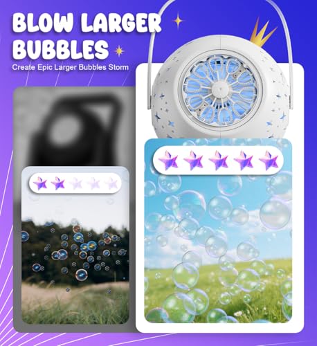 Rechargeable Bubble Machine - 7 Color LED Light, 10 Large Wands, 20oz(600ml) Tank - Automatic Bubbles Maker Blower - Outdoor Toys for Toddlers 1-3, Kids Age 3+, Parties, Boys Girls Birthday Gifts