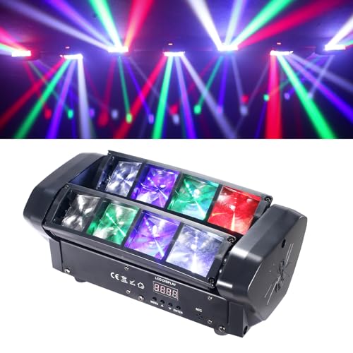 Mini Spider Moving Head Light 8x5W Beam LED Stage Lights RGBW Sound Activated DMX-512 Control for DJ Party Bar Disco Show Wedding Event Stage Lighting