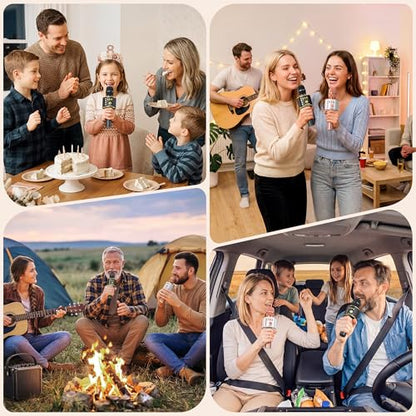 BONAOK Bluetooth Karaoke Microphone, Wireless Mic for Kids Adults to Sing - color: Black Gold