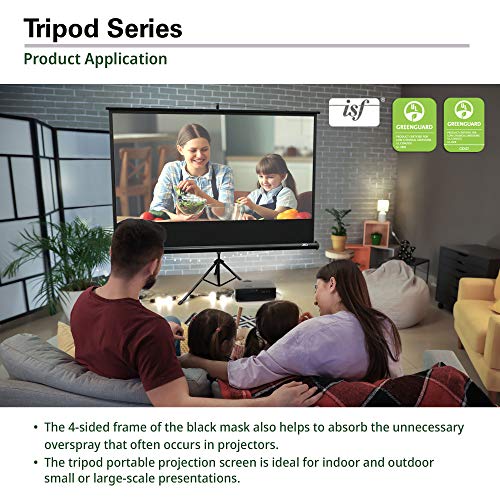Elite Screens Tripod, 120-Inch 4:3 Portable Projector Screen with Stand– MaxWhite 2, 1.1 Gain, Adjustable Indoor Outdoor Pull Up Projection Screen for Home Theater, Office & Classroom, T120UWV1, Black - size: 120-inch/ 4:3