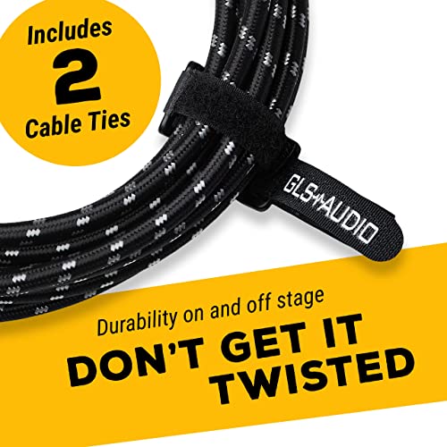 GLS Audio Instrument Cable - 1/4 Inch TS to 1/4 Inch Instrument Cable for Bass/Electric Guitar- Black/Grey Braided Tweed, 6ft - color: Black/Grey, size: 6ft
