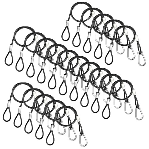 20 PCS 2 ft Stage Lighting Safety Cable with Loops, Black | 5/32" Diameter - size: 25"(65cm)