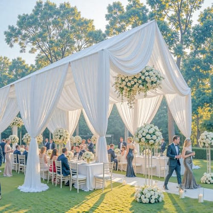 20x20 ft White Ceiling Drapes for Wedding – 4 Panels 5x20 ft Ceiling Curtains Polyester Backdrop Drapes with Double Rod Pockets, Reusable Ceiling Draping Fabric for Wedding Party Canopy Decorations - size: 60"W x 240"L (Pack of 4)