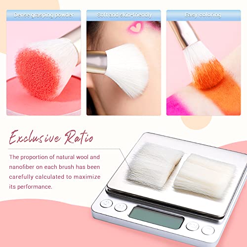 Jessup Makeup Brushes Set Professional, 25PCS Pink Premium Natural Powder Foundation Eyeshadow Blending Concealer Blusher Highlight Labeled Brushes, T290 - color: Blushing Bride