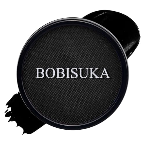 BOBISUKA Black Face Body Paint, Water-Based Face Painting Kit & Body Paints, Safe Non-Toxic Facepaint for Halloween Clown Goth Skeleton Skull SFX Makeup, Costume Cosplay Party Art Theater & Stage - color: Black