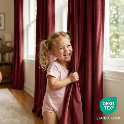 RYB HOME Red Velvet Blackout Curtains 90 inches Long for Living Room - color: Red, size: 52"W x 90"L (Pack of 2)