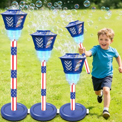 Bubble Machine for Kids Bubble Blower Maker with Lights and Music Automatic Bubble Stand Machine for Parties Birthday Wedding Toddlers Kid Summer Outdoor Toys (Blue) - color: Blue