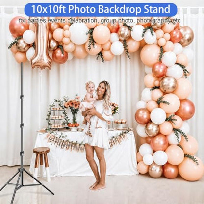 EMART Photo Backdrop Stand, 10x10ft Back Drop Stand for Party, Photography | Banner Holder with 6Clamps&Clips, 2Sandbags,Square Backdrop Stand for Wedding, Baby Shower, Events Dectoration, Exhibition - size: 10x10ft