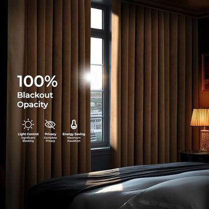 HPD Half Price Drapes Extra Wide Signature Blackout Velvet Curtains 84 Inch Long 1 Panel, 4-Pass Hotel Blackout Lined Window Curtains Thermal Blackout Curtains for Bedroom 100W x 84L, Amber Gold - color: Amber Gold, size: 100"W x 84"L (Pack of 1)