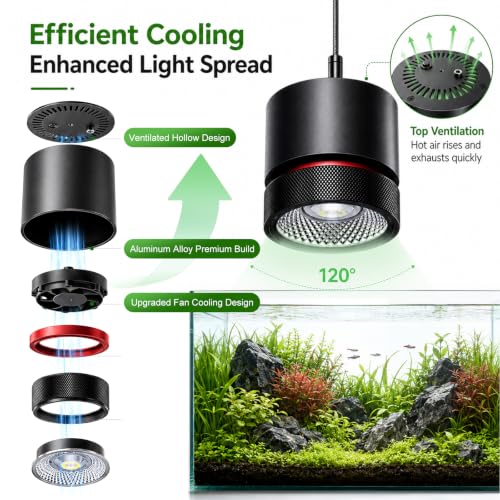 FZONE AXON 72W Aquarium Light WRGB Full Spectrum, APP Controlled LED Plant Light with Sunrise/Sunset, Freshwater Fish Tank Light for Planted Aquariums (Hanging Kit) - color: Green