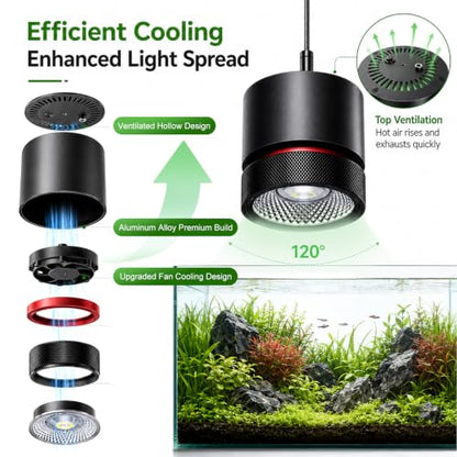 FZONE AXON 72W Aquarium Light WRGB Full Spectrum, APP Controlled LED Plant Light with Sunrise/Sunset, Freshwater Fish Tank Light for Planted Aquariums (Hanging Kit) - color: Green