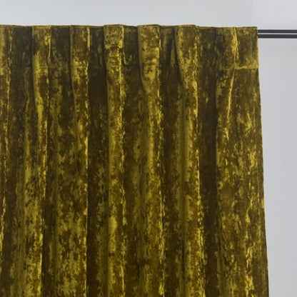 Lux Moss Green Crushed Velvet Curtains 2 Panel Set - 84 inches Long Room Darkening Luxury Distressed Velvet Rod Pocket Window Drapes for Living Room Bedroom 52" W x 84" L - color: Moss Green, size: 52"W x 84"L (Pack of 2)