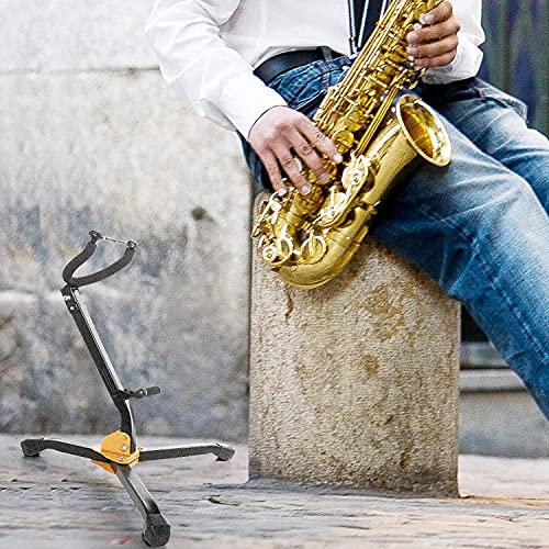 Folding Saxophone Stand for Alto Sax, Alto Tenor Sax Stand, Adjustable Metal Triangle Base Design Saxophone Holder Rack Portable Musical Instrument