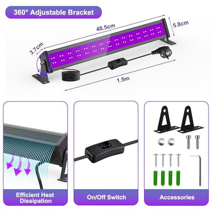 T-SUN LED Black Lights/Black Lights Bar, 2 Pack Blacklight for Party, Body Paint, Stage Lighting, Aquarium, Fluorescent Poster, Glow in The Dark