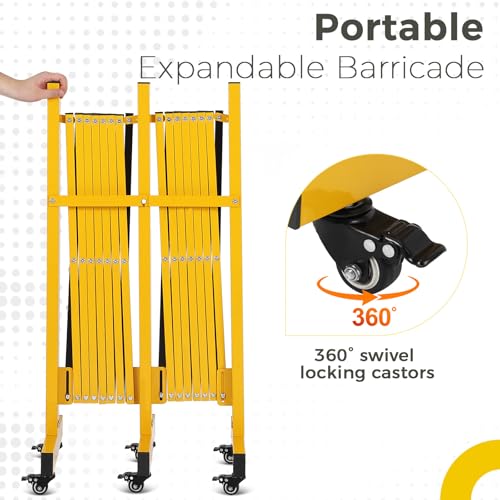 GarveeTech Metal Expandable Barricade, 11 ft Folding Safety Traffic Driveway Gate, Portable Crowd Control Barriers Fence - size: 11FT