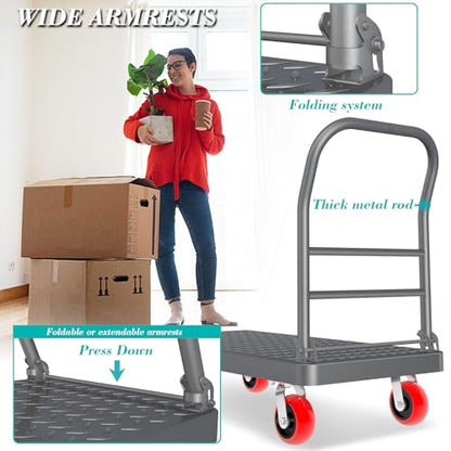 Platform Truck Foldable Flatbed Cart 24'' x 48'' Heavy Duty Push Cart Dolly - size: 48"x24"