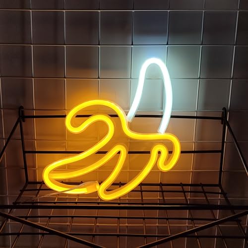 JYWJ Banana LED Neon Signs Desktop Wall Decoration Light | USB or Battery Powered, 3-AA Battery Option, Party Decoration, Business Decor Use, Desktop & Wall Mount - style: Banana