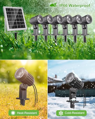 CLY 6 in 1 Solar Spotlights Landscape Outdoor Garden, Solar Powered Lights - color: Warm White/Natural White/Cold White, size: 6-IN-1