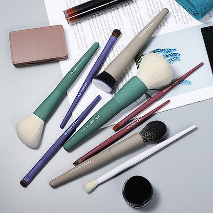 Makeup Brushes, EIGSHOW 5 Color Essential Travel Makeup Brush Set with Ultra Soft Synthetic Fibers for Powder Blush Concealer Contouring Highlighting - color: Light 5 colors