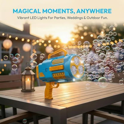 KB KAIBO Upgraded Bubble Gun No Dip, Bubble Machine Gun with LED Lights, 9000+ Bubbles Per Minute for Kids, Boys Girls 3-12 Years Old, Birthday Party Wedding Outdoor Favors - Blue