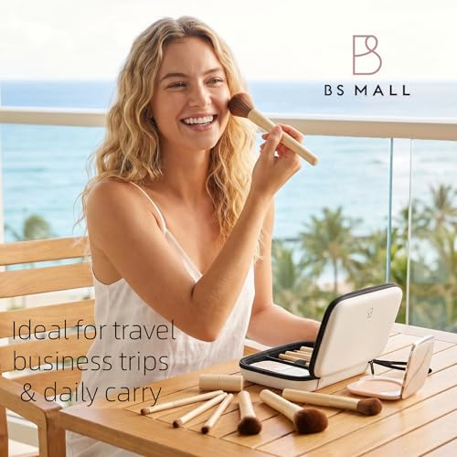 Professional Makeup Brushes BS-MALL With Travel Case - Kabuki Brush Eyeshadow Brush, Concealer Brush, Blush Brush Bronzer & Foundation 20 Pcs, Labeled Daily Use Gift Box Aluminum Ferrules (Beige) - color: Beige