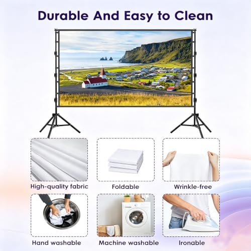 Outdoor Projector Screen with Stand, 84 inch Indoor Movie Screen 16:9 4K Rear Front Portable Projection Screen, Quick Setup Foldable Travel Home Theater Screen with Carry Bag for Backyard Camping - size: 84 inch-ZJ