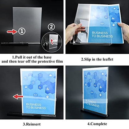 Acrylic Sign Holder 8.5x11 Vertical,Clear Double-Sided Stand Plastic Picture Frames Paper Holder Menu Table Display Stand Flyer Document Holder Tabletop Sign Holder for Home, Store Office,2Pack - size: Vertical 2 Pack 8.5x11