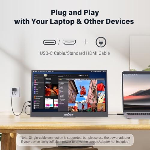 InnoView 15.6-Inch Portable Monitor 2K QHD 1440p 120hz Monitor 100% sRBG, USB-C/HDMI, External Mmonitor for Laptop MacBook/Switch/PS5/Xbox (Adapter Not Included) - size: 15.6 inches