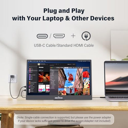 InnoView 15.6-Inch Portable Monitor 2K QHD 1440p 120hz Monitor 100% sRBG, USB-C/HDMI, External Mmonitor for Laptop MacBook/Switch/PS5/Xbox (Adapter Not Included) - size: 15.6 inches