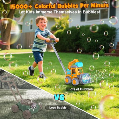 Automatic Bubble Machine Toys for Toddlers: Portable Construction Truck Bubble Maker Blower Toys for 3 4 5 6 Year Old Boy Girl Kids Outdoor Toys for Easter Party Birthday - style: Construction Truck