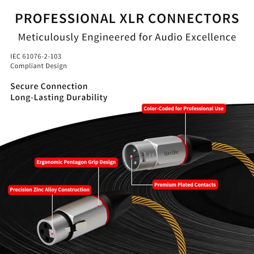 10ft XLR Cables 6 Pack, Durable Nylon Braided Male to Female Microphone Cable,Cord for Recording Mixer Amplifie Speaker, OFC Shielded and Balanced XLR - size: 10 Feet, style: 6 Pack